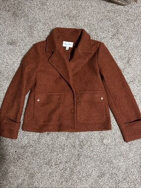 Tribal Burnt Orange Wool-Blend Peacoat